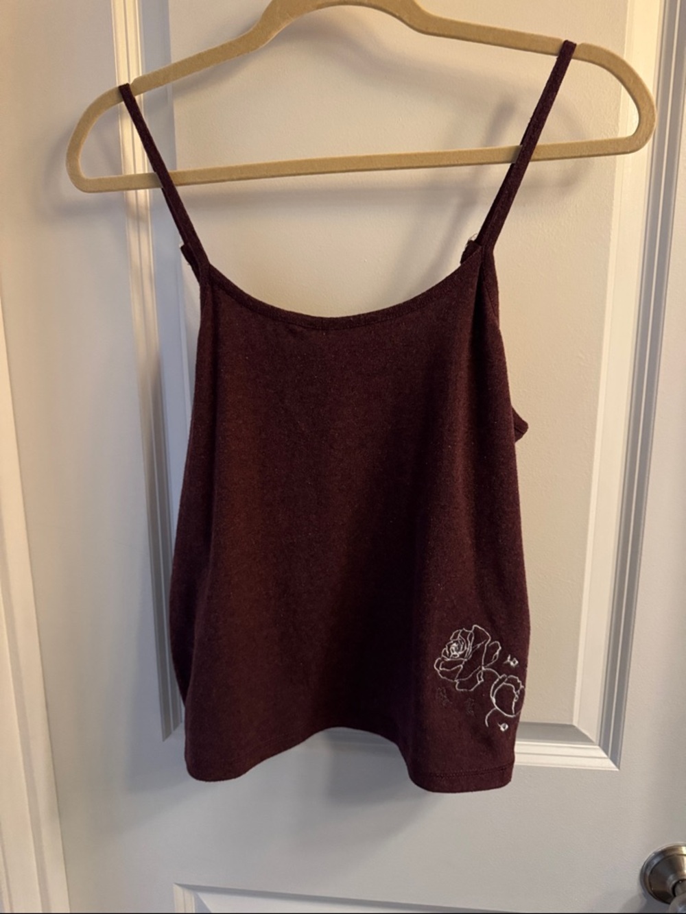 Hanes Brown Floral Embroidered Spaghetti Strap Camisole